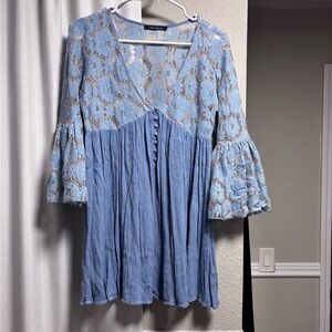 Blue Lace Boho Tunic Top